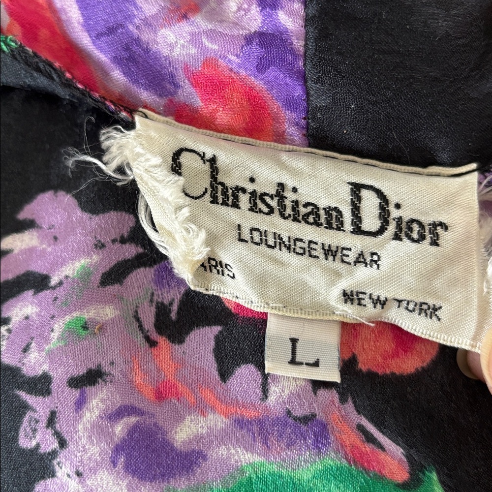 Christian Dior Lounge Wear Floral Tie Waist Robe Size L - Picture 9 of 12